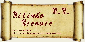 Milinko Nicović vizit kartica